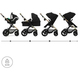 Kinderkraft MOOV 2 XL AIR Kinderwagen 3 in 1 Kinderwagenset bis 27 kg mit Kindersitz I-SIZE 40-75 cm, Große aufblasbare Räder mit Dämpfung, Verwandelbarer 2-in-1 Sitz, Babywanne, Zubehörsatz, Schwarz