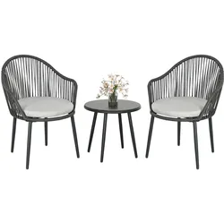 Outsunny Gartenmöbel Set Stahl, PE Rattan