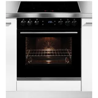 Hanseatic Induktions Herd-Set HBCO7210A1+HI46074CA, Das Wasser sehr schnell zum Kochen bringen, dank Induktion schwarz