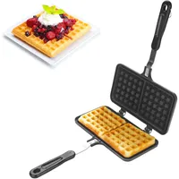 Agatige Herd Waffeleisen, doppelseitig nicht stockgusseisen Waffel Maker Camping Waffelpfanne für belgische Waffelnsandwiche -Totefalle Frühstück, 8,5 x 13,2 Zoll