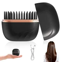 Tragbare Glätteisen Mini Kabellose Glättbürste, Wiederaufladbare Hair Straightener Brush mit USB-Aufladung, 3-stufige Temperaturregelung,10-Sekunden-Schnellaufheizung, Negative-Ionen-Haarpflege (A)