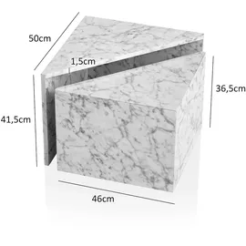 FineBuy Couchtisch 2er Set Hochglanz Marmor Optik Dreieckig