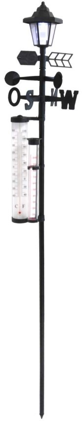 Solar Wetterstation 5in1 mit Solarlampe Garten Thermometer Wetter Station