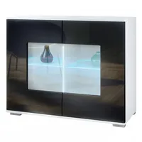 Vladon Kommode, Schwarz Hochglanz, 92.5x75.5x35 cm, Wohnzimmer, Kommoden &