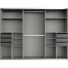 WIMEX Schwebetürenschrank WIMEX "Tilburg", grau (saharagrau, durchgängige türfront glas saharagrau, absetzung grafit), B:270cm H:208cm T:65cm, Spanplatte, Schränke, Schwebetürenschrank, mit Glaselementen