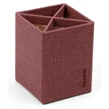 Rhodia 120036C - Rhodia ORANGE Botanique - Stifteköcher viereckig, 8x8x11 cm, ideal für den Schreibtisch, Kunstleder, Amarant, 1 Stück