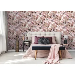 Vliestapete MARBURG "Tapete Malerische Blüten", braun,weiß,rosa, B:0,53m H:0,01m L:10,05m, Vlies, Tapeten, moderne Vliestapete für Wohnzimmer Schlafzimmer Küche