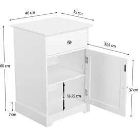 Yaheetech Nachtschrank Kommode Boxspringbett Nachttisch Nachtkommode mit Stauraum 40 x 35 x 60 cm Schlafzimmer Weiß