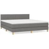 vidaXL Boxspringbett mit Matratze Dunkelgrau 160x200 cm Stoff