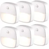 Led-nachtlicht Mit Bewegungsmelder, 6er-set Nachtlichter Mit Bewegungsmelder Und Batterien, Selbstklebendes Treppenhauslicht, Schranklicht Für Flur Und Schlafzimmer, Orientierungslicht (weiß)