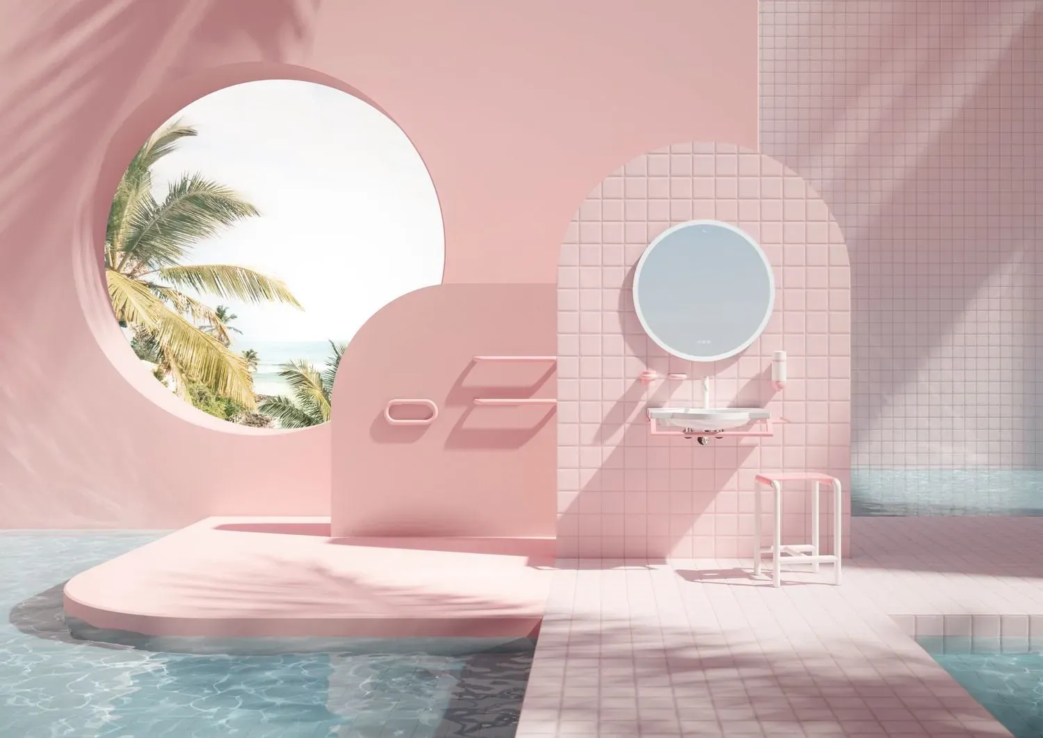 HEWI BarbieTM x HEWI LED Lichtspiegel - rosa