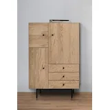 WoodMan Highboard Jugend Kommode, Stauraumschrank mit Soft Close Funktion, Breite 90 cm, FSC® schwarz