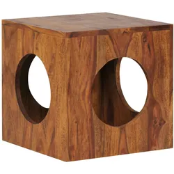 FineBuy Sheesham Beistelltisch 35x35x35 cm Cube Holztisch Tisch mit Stauraum