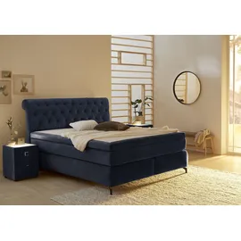 Jockenhöfer Gruppe Boxspringbett »Scarlett mit einer hochwertigen 7-Zonen-Tonnentaschenfederkernmatratze« H3, H3/H4 oder H4, und einem 9cm Kaltschaum-Topper blau