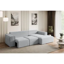 altdecor Ecksofa Cord 2-Sitzer Grau