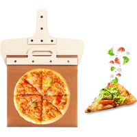 Schiebe Pizzaschieber, Holz Pizzaschaufel Schälregal Antihaftbeschichtet Pizza Transfer Schieber, Spachtel Paddelbrett mit Griff, Praktisches Pizza Mover Werkzeug für Innen- und Außenöfen