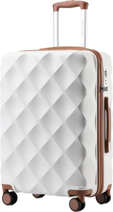 British Traveller Hartschalen-Koffer, mittel, 64 x 43 x 26,5 cm, ABS+PC, TSA-Schloss, Creme