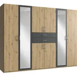 WIMEX »Diver Drehtürenschrank mit Spiegel, 180, 225 o. 270cm breit« Bestseller Schlafzimmerschrank wahlweise 3 Innenausstattungen, grau