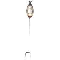 Buri Metall-Gartenstecker Vogelkäfig Windlicht Beetstecker Gartendeko silber grau
