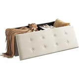 Woltu Sitzbank Samt Cremeweiß 110 x 38 x 38 cm