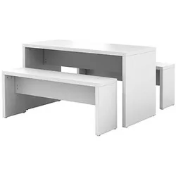 HAMMERBACHER Mehrzwecktisch Meeting Point weiß rechteckig, Wangen-Gestell weiß, 130,0 x 68,0 x 72,8 cm