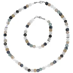 Smart Jewel Schmuckset Schmuck mit Kristallsteinen in Naturtönen, Messing Ketten   Violett 