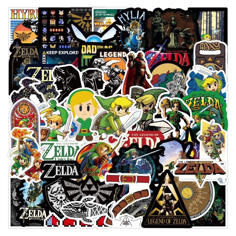 The Legend of Zelda Aufkleber für Laptop(50 PCS),Geschenk für Kinder Teens Erwachsene Jungen,Coole Games Stickers Wasserdichte Vinyl Aufkleber für Scrapbook,Skateboard,Auto,Gepäck