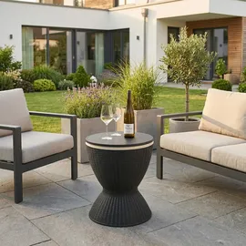 casa.pro Atessa Gartentisch 58 x 49 x 58 cm Rattanoptik Schwarz