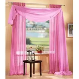 Gardinen Set, 2 x Schlaufenschal Voile, transparent, 245x140, Rosa, 1 x Voile Querbehang, Freihanddeko, 140x600, Rosa, 61000560