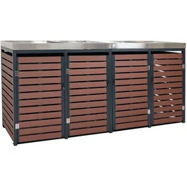 Mendler Mülltonnenverkleidung HWC-K14 124 x 265 cm braun