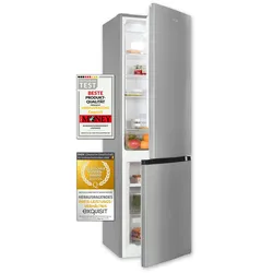 Exquisit Kühl-Gefrierkombination KGC265-70-NF-040C inoxlook | 253 L Volumen | Kühl Gefrierkombination No-frost | Türanschlag wechselbar