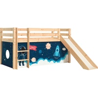 Vipack Spielbett »Vipack Pino«, (Made in Europe), Hochbett mit Textil-Set, inkl. Rolllattenrost, Leiter und Rutsche, beige