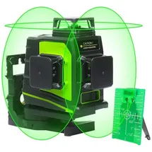 HUEPAR 3 x 360 Kreuzlinienlaser Grün, 360 Grad 3D Linienlaser Umschaltbare Selbstnivellierenden Laser Level mit Pulsfunktion, USB-Ladeanschluss,
