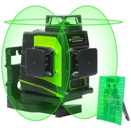 HUEPAR 3 x 360 Kreuzlinienlaser Grün, 360 Grad 3D Linienlaser Umschaltbare Selbstnivellierenden Laser Level mit Pulsfunktion, USB-Ladeanschluss,