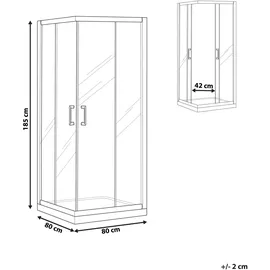 Beliani Tela Duschkabine mit Schiebetür 80 x 185 cm Schwarz/Sicherheitsglas