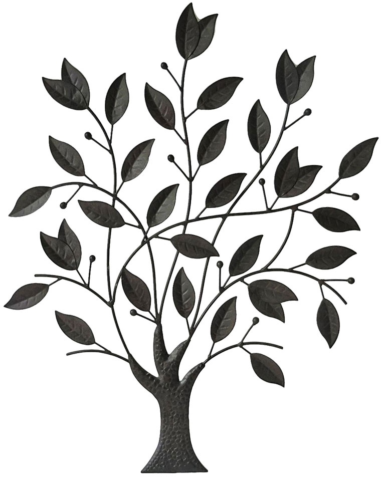 Wandbild Baum Dekoobjekt Wand Dekobaum Wandbehang, Metall schwarz, BxHxT 63,5x77,5x1 cm