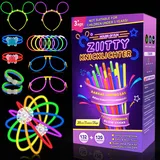 Ziitty 252 Knicklichter Party Set, 120 Stück Leuchtstäbe 132 Verbinder, Neon Knicklichter Ketten und Leuchtbrillen Sets für Kinder Erwachsene Party Deko für Hochzeiten Geburtstage Silvester Party