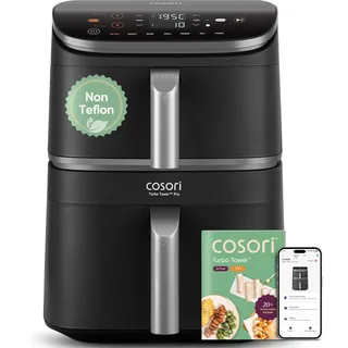 COSORI Turbo Tower Pro Smart Airfryer, 10,8L Keramikbeschichtung Heißluftfritteuse, DualBlaze-Technologie und WLAN-Steuerung