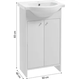 DEFTRANS Badezimmerschrank mit Waschbecken 50 cm stehend weiß Diana - Weiß
