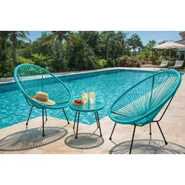 sunnypillow Acapulco Gartenstuhl 2er Set 55 x 70 x 106 cm Türkis blau