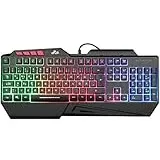Rii Gaming Tastatur, PC Tastatur Beleuchtet Regenbogen Tastatur USB, 19 Anti-Ghosting, Gaming Keyboard Für PC/Laptop/PS4/Xbox One (Deutsches Layout)