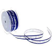 Deko AS GmbH Weihnachtsband mit Sternchen - blau/Silber -