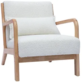 miliboo Sessel DERRY Bouclé 70 x 80 x 80 cm Weiß mit Kissen