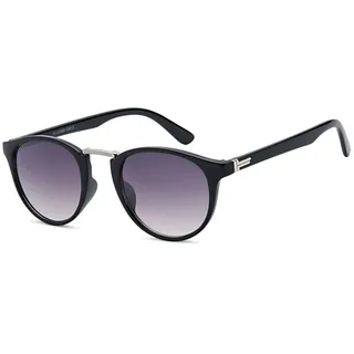 styleBREAKER Sonnenbrille Sonnenbrille mit runden Gläsern und Metall Nasensteg (1-St) grau|schwarz|silberfarben