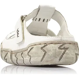 Rieker Damen Clog aus Leder offen mit Klettverschluss und Riricon Sohle L0396, Größe:40 EU, Farbe:Weiß - Weiß 40