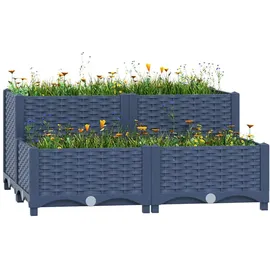 furnicato Hochbeet 80 x 80 x 38 cm Blaugrau