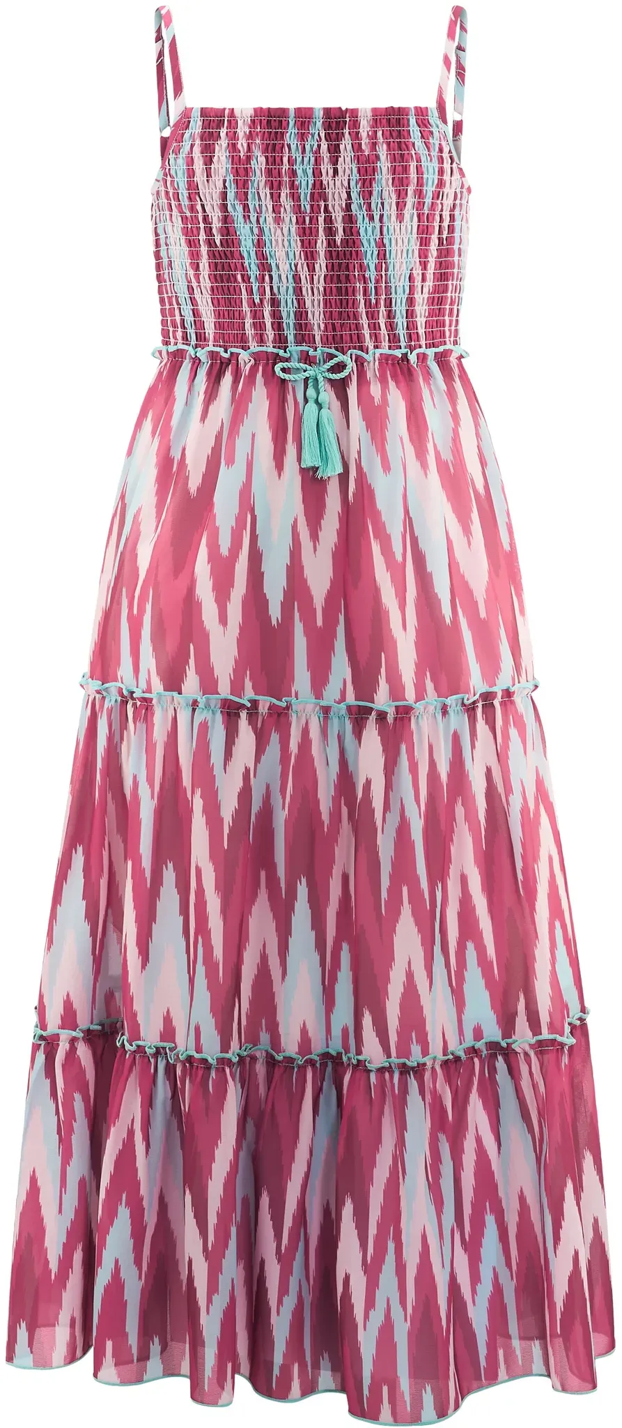 Druckkleid HAPPY GIRLS, Mädchen, Gr. 140, N-Gr, pink, Web, Obermaterial: 100% Polyester. Futter: 100% Polyester, bedruckt, ethno, Basic lang, Kleider Druckkleid