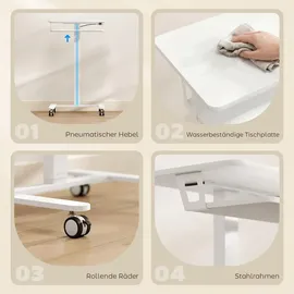 Homcom Höhenverstellbar mit Rollen, Tastaturablage Weiß | Weiß