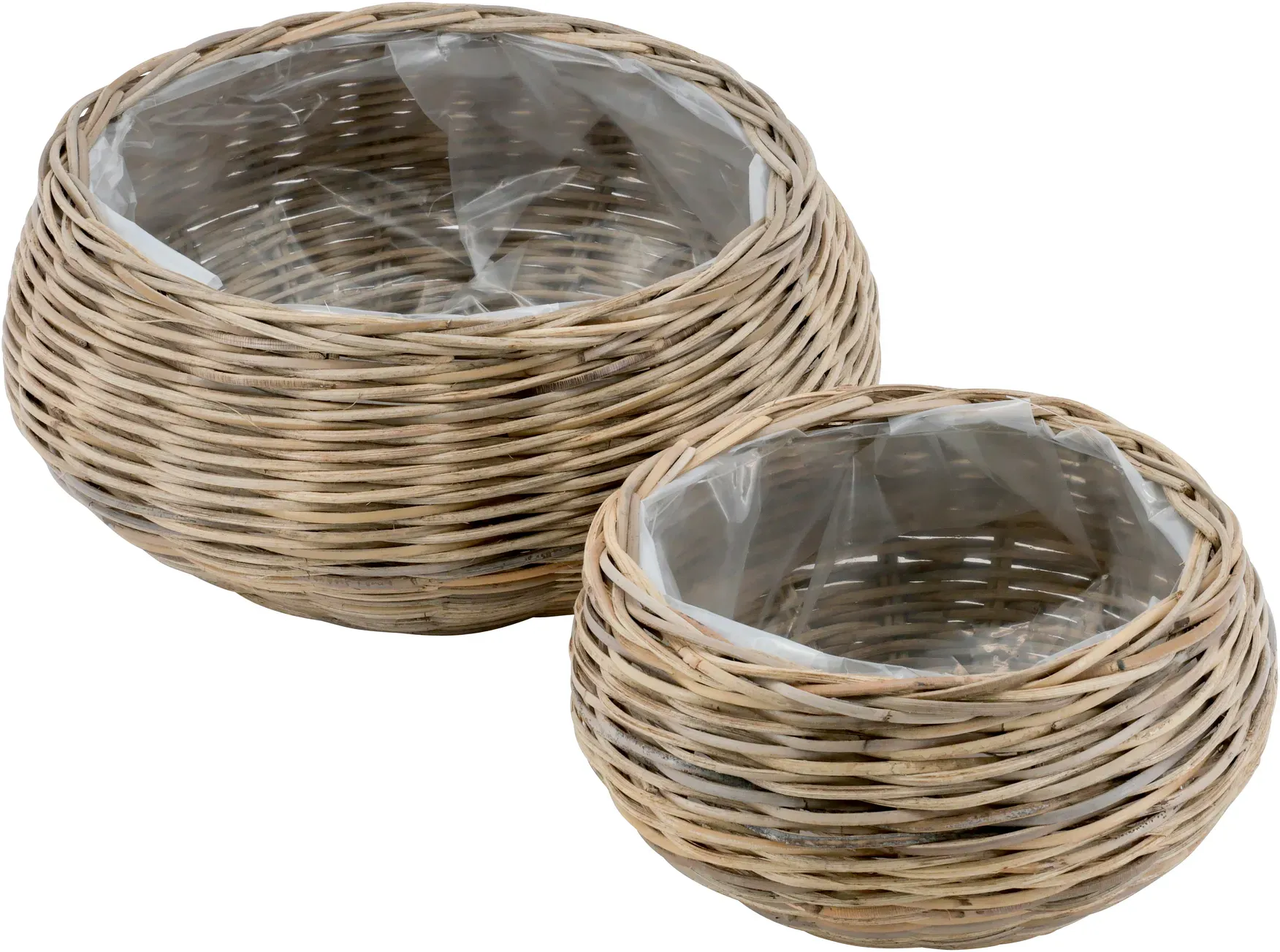 Korb Rattan S/2 D23/32H13/16cm grau