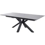 Licht-Erlebnisse Esstisch TAYE, ausziehbar aus Hartglas Metall Grau Schwarz 180 x 90 x 76 cm (LxBxH) bunt|grau|schwarz